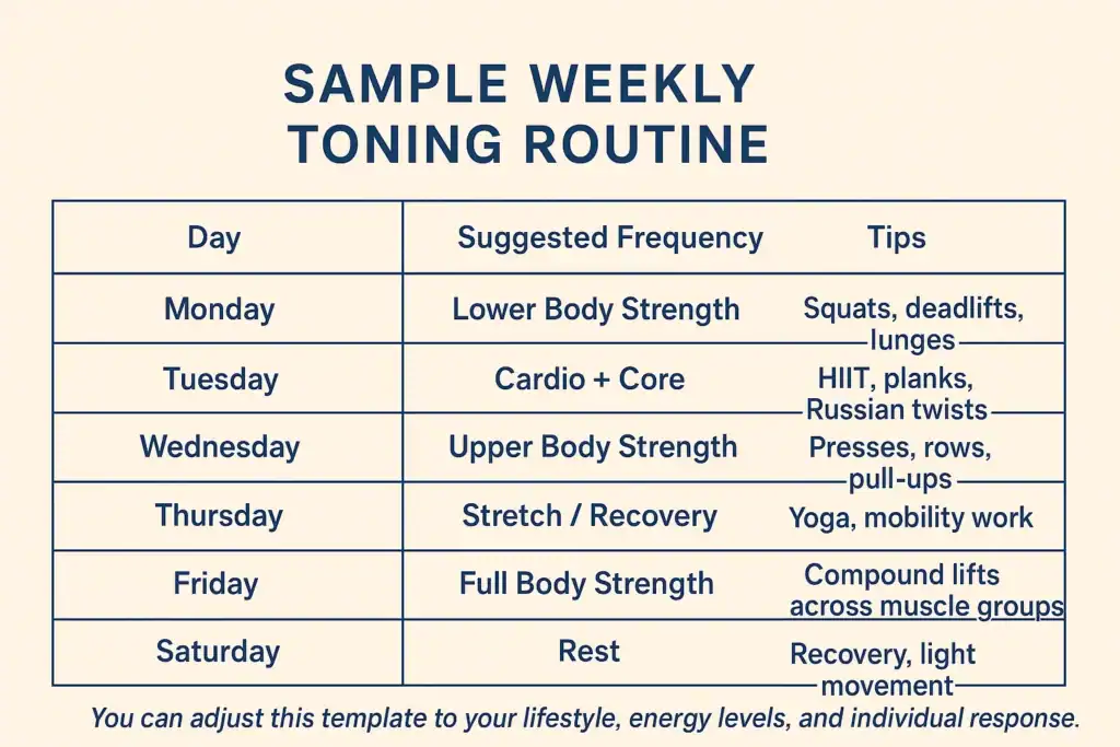 Achieving the Perfect Tone: How Often Should You Exercise for Results? 4 Weekly exercise Brackley plan graphic