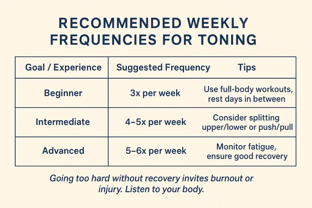 Achieving the Perfect Tone: How Often Should You Exercise for Results? 2 Graphic to show how often you should do exercise to help with toning Brackley